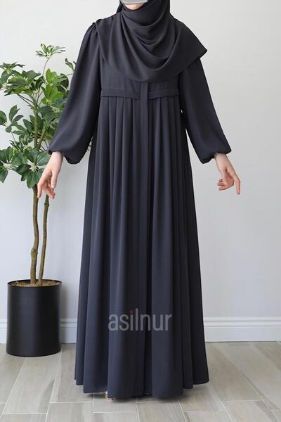 ASİLNUR Esin Pleated Ferace Smoked