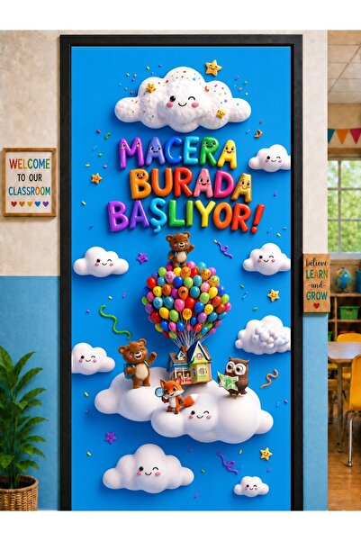 PROMISEBACKDROP2 190x75cm Lastikli kapı süsü, Kumaş kapı giydirme, Macera Bur...