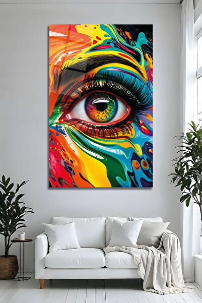Parıltı Yayınları B&G Design Tablou modern din sticlă cu figură de ochi, deco...