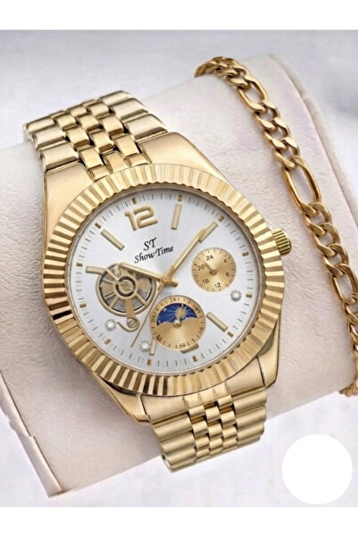 Feronnucci Men's Watch with Bracelet Gift Gold Cord with Calendar Analog Luxu...