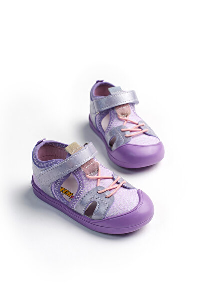 Tonny Black Girl's Lilac Velcro First Step Shoes