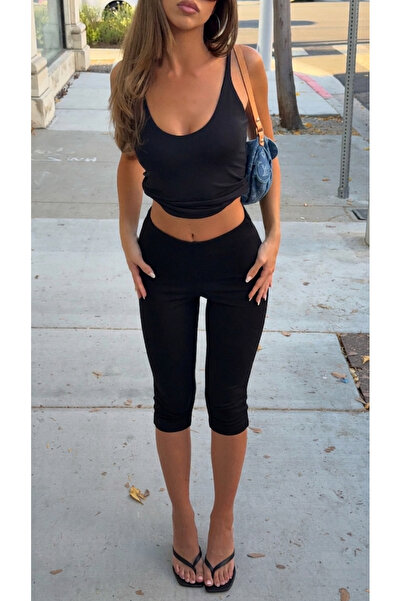 Clothes Fast Women's High Waist Capri Leggings Below Knee Stretchy Tummy Cont...