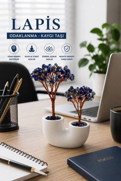 ERYHOME Doğal Lapis Lazuli Taşı Hayat Ağacı Odaklanma ve Kaygı Dekoratif Doğa...