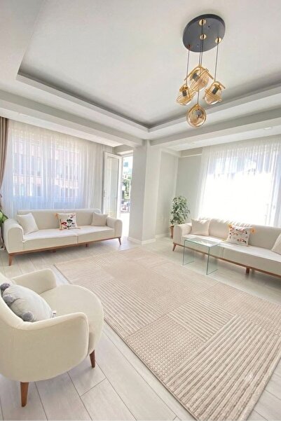 CENTER AVM Bej Halı Salon Halısı 6m2 200x300 Salon Halısı Makinede Yıkanabili...