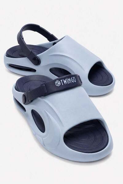 CCWAY AYAKKABI Wide Piping Belted Men's Slippers Buz Laci̇