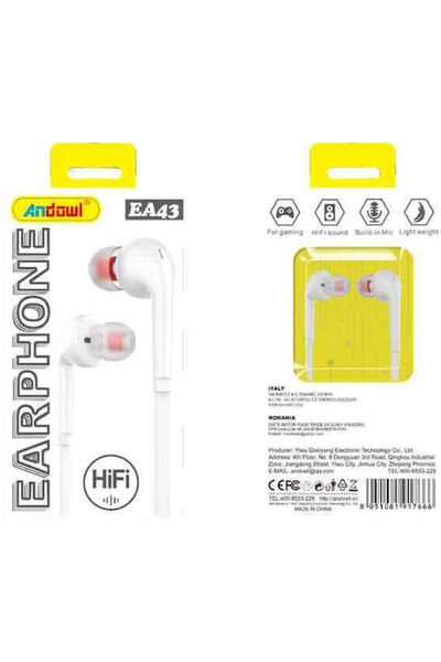 Andowl Ea43 Ενδοωτικά ακουστικά handsfree με βύσμα 3.5mm
