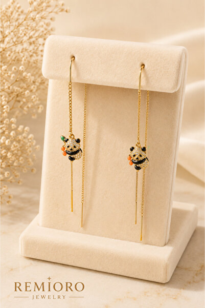 REMIORO Long earrings with teddy bear, crystals and colorful details, elegant...
