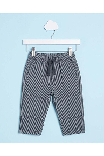 REDTAG Infant Boys Black Striped Denim Pull-On Trousers