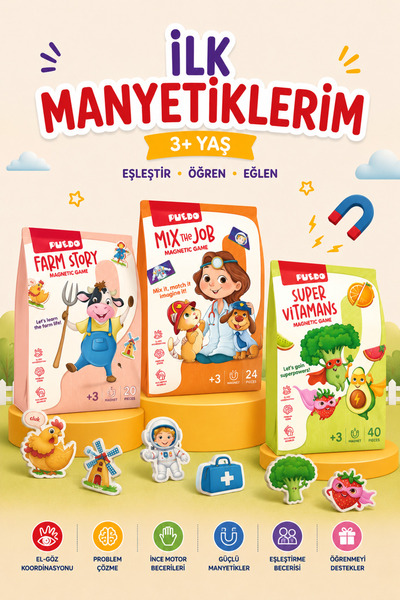 PUEDO İlk Manyetiklerim 3 Ürün 1 Arada