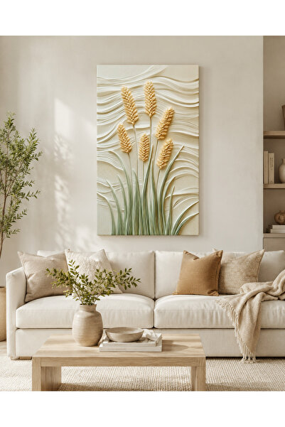 FTRMALZEMECİM Altın Başaklar Minimalist Kanvas Tablo