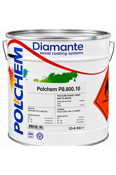 Polchem PB.800.10 Poliüretan Boya Full Mat Antrasit Ral 7016 12+6 Kg