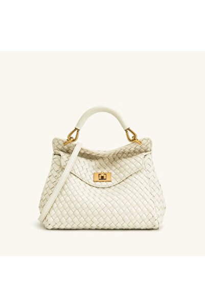 NO BRAND Lusia Classic Woven Handbag - White