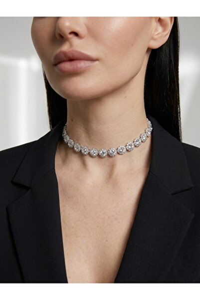 Tenty Işıltılı Kristal Taşlı Choker Kolye
