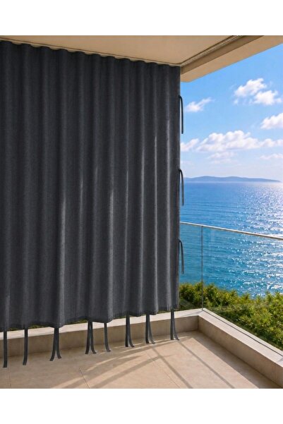 CG HOME ANTRACIT-Perdele pentru balcon cu opțiune Enxboy, cu șireturi, IMPERM...