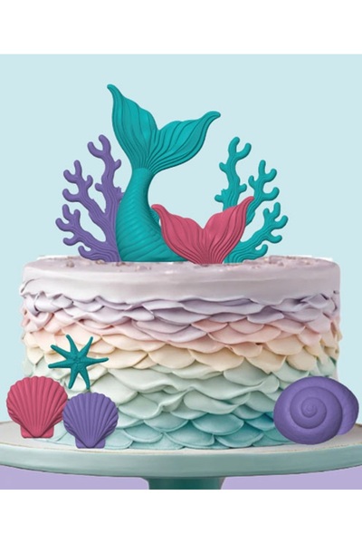 Big Party Cake Topper 3D Design Products Mermaid Model 8 Pieces