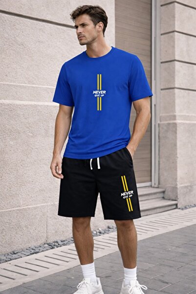 x-compass life Oversize T-Shirt Black Shorts Set Casual Sports Combination Su...