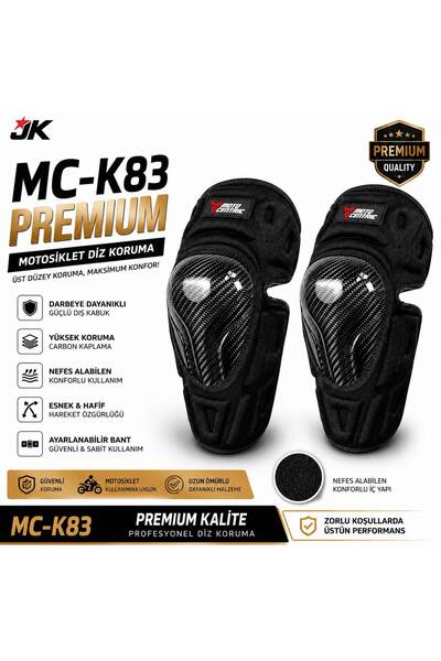JİEKAİ MC-K83 PREMIUM KARBON DESENLİ MOTOSİKLET DİZLİK SETİ AYARLANABİLİR BAN...