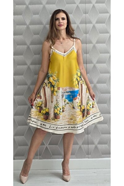 OnlyForYou Rochie Damă din Satin – Rochie Vaporoasă de Vară cu Bretele și Imp...