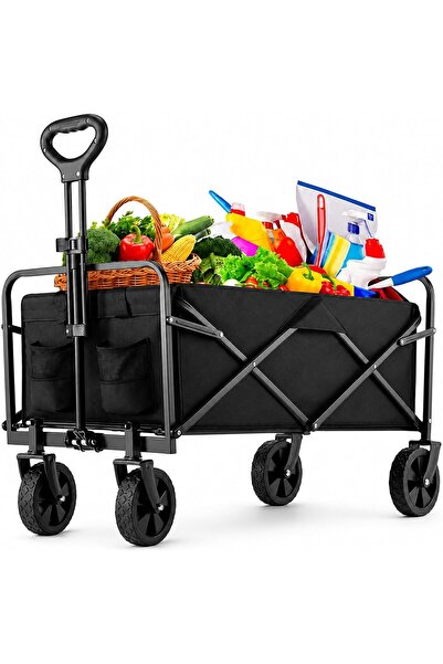 TOSHIONICS Foldable Camping Wagon - Colapsible Shoping Cart Heavy Duty Trolle...