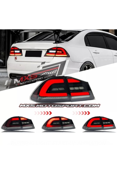 X POWER TUNİNG HONDA CİVİC 2006-2012 FD6 SİYAH JAPON DİZAYN LEDLİ ARKA STOP
