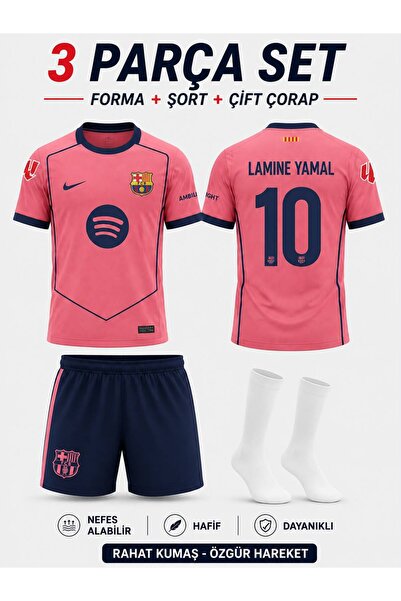 yenteks Çocuk Futbol Forması Pembe Lamine Yamal Barcelona.Çorap Hediyeli (SH)