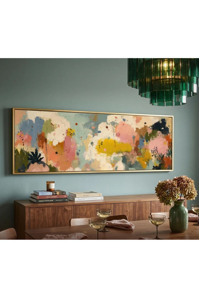 dekorodam Ahşap Çerçeveli Panoramik Oturma Odası Salon Tablosu