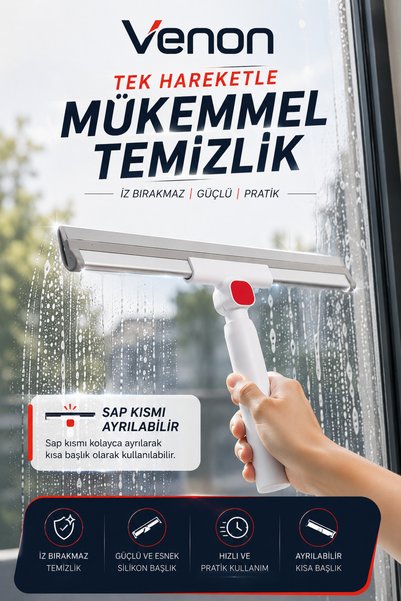 VENON FloorSweep 42 cm Profesyonel Zemin Çekpası | 100-136 cm Ayarlanabilir Paslanmaz Çelik Sap | Banyo, Duşakabin, Cam ve Balkon İçin Yer Sileceği || OYNAR BAŞLIKLI 180 ° || Su Çekme Çekçek Silecek