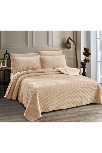 Alhabib bedding Mickey Queen Fur Dark Beige BedspreadBed