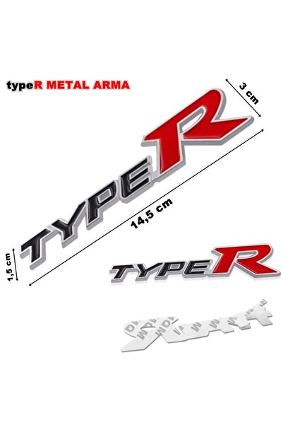 Typer metal arma yapıştırma siyah kırmızı typer desenli metal arma bagaj çamurluk 1 adt