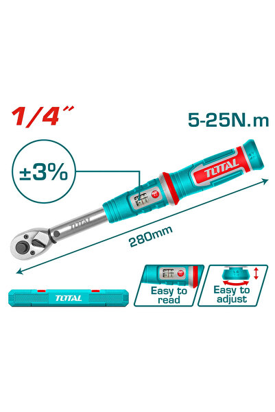 TOTAL مفتاح عزم يد اتوماتيك ديجيتال 1/4" 5-225NM