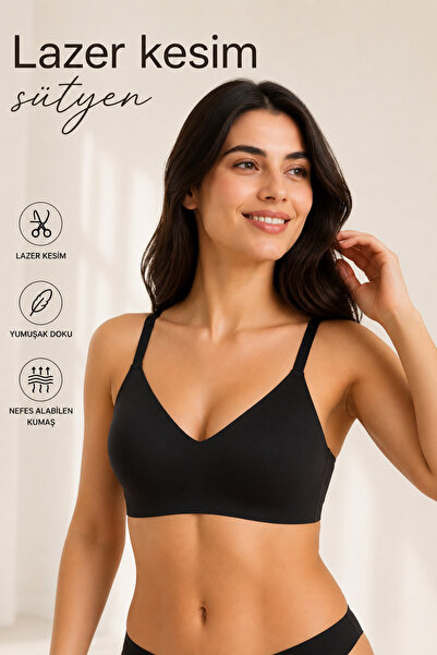 İNCEYAŞAM Non-Marking Laser Cut Bra with Removable Pads Comfortable Texture W...
