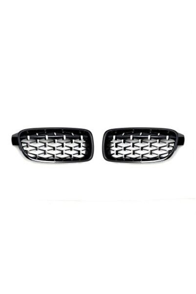 OEM Μάσκα για BMW F30 (2011+) - γυαλιστερή - Σχέδιο Διαμαντιού - χρωμιωμένο/μ...