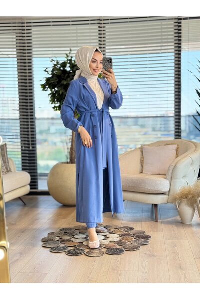HEDDY 25421 طقم سترة طويلة وبنطلون نيلي