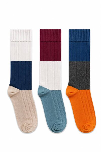 Jartoe Blocked Retro Socks Cotton Men's 3-Piece Socket Socks Colorful Casual ...