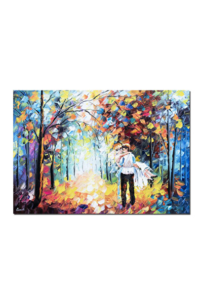 artnova Ръчно рисувана картина на младоженци, "Заедно по улицата на живота ",...