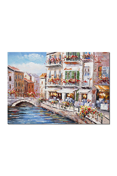 artnova Ръчно рисувана картина на венециански пейзаж, 70x50 см, маслена на пл...