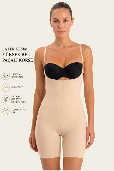 Ms Moda Style Lazer Kesim Göğüs Altı Body Korse - Ten