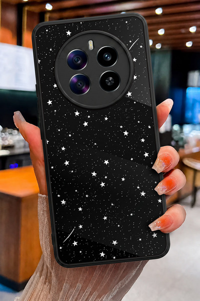 realme 12 Uyumlu Kayan Yıldız Gecesi Desenli Parlak Baskılı Kamera Korumalı T...