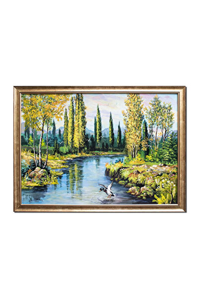 artnova Ръчно рисувана, рамкирана картина на пейзаж от късна есен, Ъгълът на ...