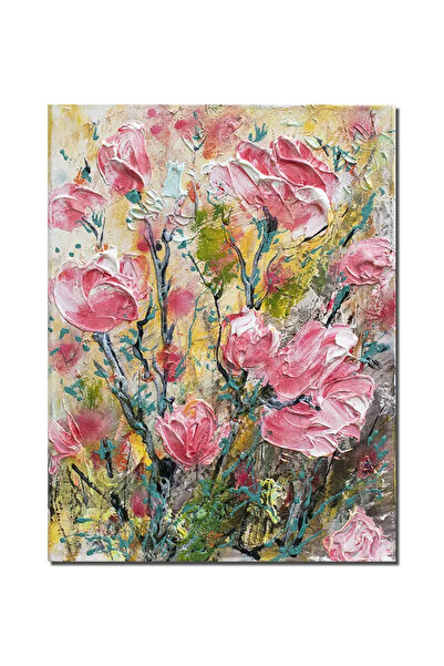 artnova Ръчно рисувана картина с магнолии в импасто, 40x30 см, акрил върху пл...