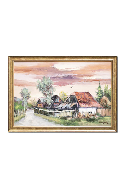 artnova Рамкирана ръчно рисувана картина, В къщата във Фалтичен, 65x45 см, ма...