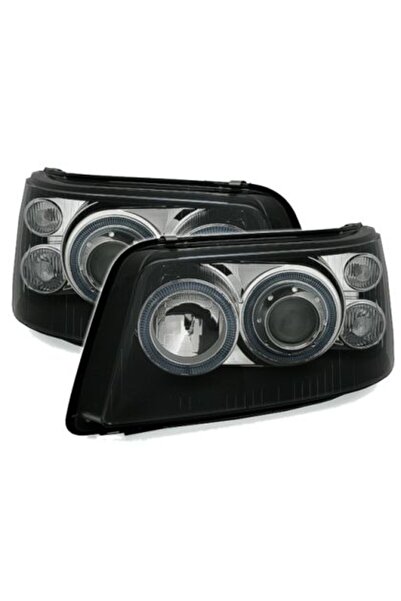 Depo Μπροστινά φώτα VW Transporter T5 (2003-2009) angel eyes - μαύρα, χωρίς λ...