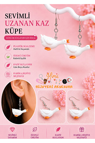 himi bijuteri aksesuar Cheerful Cute Reaching Out Goose Animal Figured Dangle...