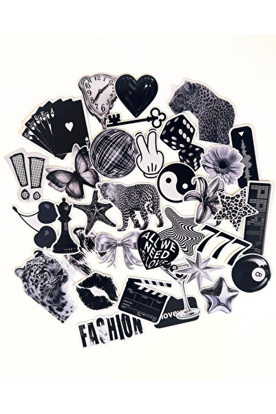 TT sticker Dark Aesthetic Black and White Vintage Leopard Sticker Set Bullet ...