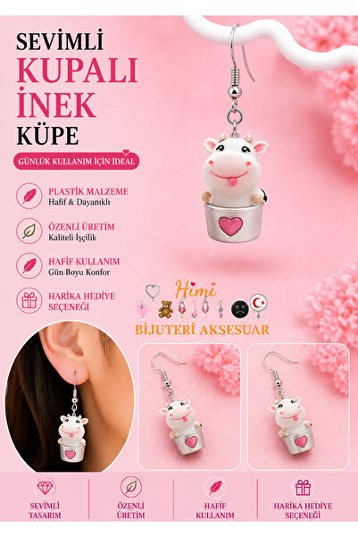 himi bijuteri aksesuar Cow Cheerful Cute Animal Figured Dangle Earrings Light...