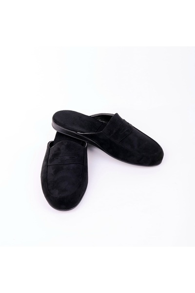 DEPASSE Men's Suede Slippers Black Home Office Guest Dowry Groom