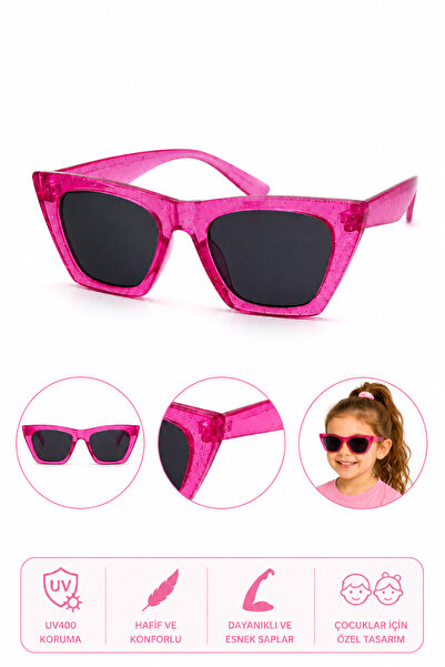 synshop Pink Fuchsia Glittery Uv400 Protection Girls' Sunglasses Round Model ...