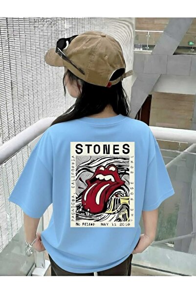 New Shine Rolling Stones Printed Oversize Cotton T-Shirt