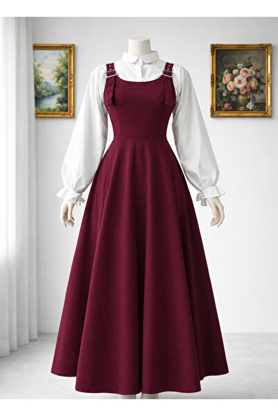 Nirva Butik Yeni Bordo Tesettür Gabardin Jile