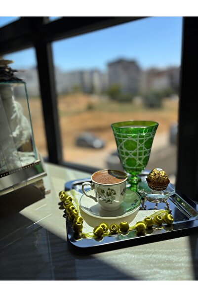 LUXURY Yeşil Boncuklu Kahve Yanı Sunum Peçetesi 1 Adet